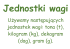 Używamy następujących jednostek wagi: tona (t), kilogram (kg
